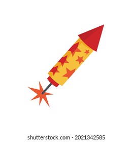 Rocket firework icon. Flat illustration of rocket firework vector icon isolated on white background