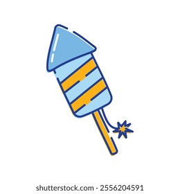 Rocket Firework Icon Illustration with bright color palette in doddle style. Perfect for festive designs, invitations, new year event, and holiday themed projects.
