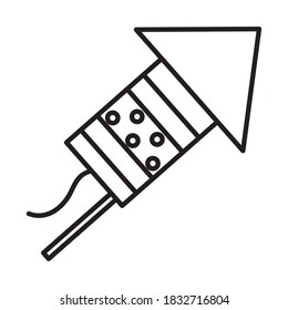 icono de cohete firework sobre fondo blanco, estilo de línea, ilustración vectorial