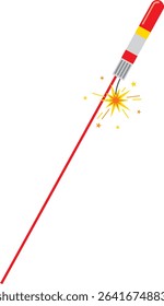 A rocket firework with a lit fuse