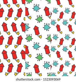 rocket firework pattern set  on white background