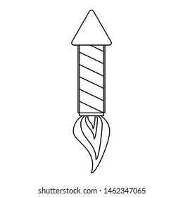 rocket firework taking off with gunpowder fire cartoon vector illustration graphic design