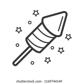 rocket fireworks party event celebration set line arts  icon vector template