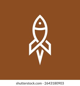 Rocket Fish illustration logo design vector template