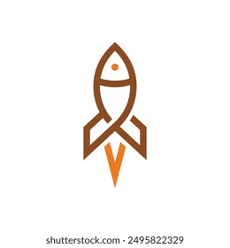 Rocket Fish Logo design illustration vector template