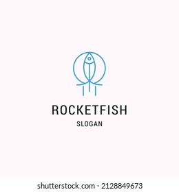 Rocket fish logo icon flat design template