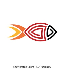 Rocket fish logo with line style design modern - Vector