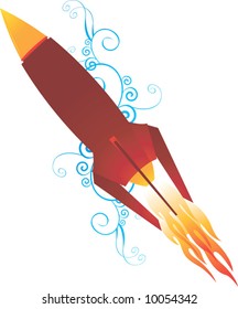 a rocket with flame	