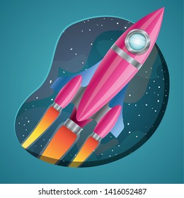 Rocket with flame design vector illustration
