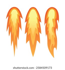 Rocket Flame Fire Contrail Vector Illustration