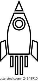 Rocket flat black vector icon.