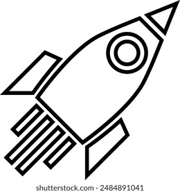 Rocket flat black vector icon.