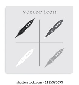 Rocket flat black and white vector icon.