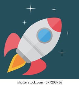 Rocket In Flat Design