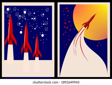 rocket flat design in the background vector