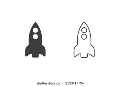 Rocket flat design or Rocket icons. 2 style of rocket isolated on white background.