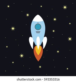 Rocket. Flat design vector illustration concept of new business project start up development. Start Up. 