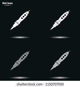 Rocket flat grayscale vector icon.