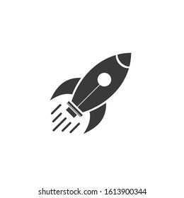 Rocket Flat Icon Illustration Black White Vector