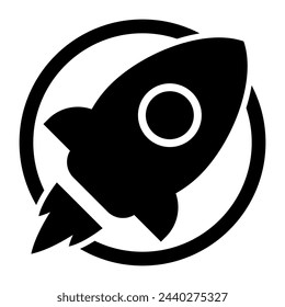 Rocket flat icon. Rocket launch. Modern startup symbol. Vector illustration.