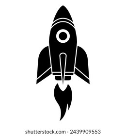 Rocket flat icon. Rocket launch. Startup symbol. Vector illustration isolated on white background.