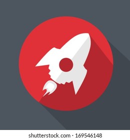 Rocket Flat Icon With Long Shadow