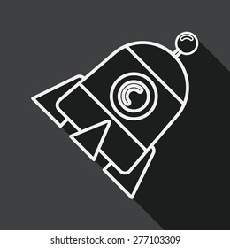 Rocket flat icon with long shadow, line icon