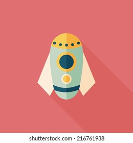 Rocket flat icon with long shadow,eps10