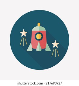 Rocket flat icon with long shadow,eps10