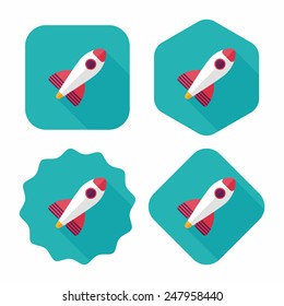 Rocket flat icon with long shadow,eps10
