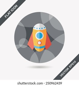 Rocket flat icon with long shadow,eps10