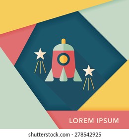 Rocket flat icon with long shadow,eps10