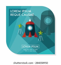 Rocket flat icon with long shadow,eps10