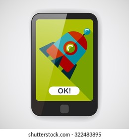Rocket flat icon with long shadow,eps10