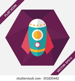 Rocket flat icon with long shadow,eps10