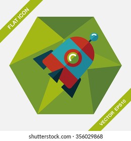 Rocket flat icon with long shadow,eps10