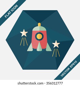 Rocket flat icon with long shadow,eps10