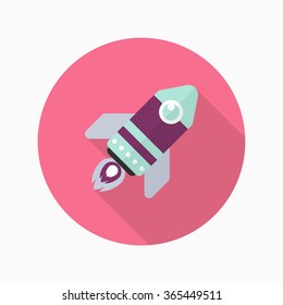 Rocket flat icon with long shadow,eps10,