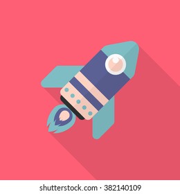 Rocket flat icon with long shadow,eps10,