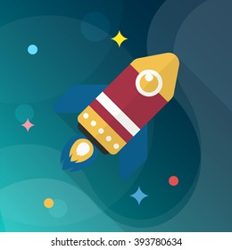Rocket flat icon with long shadow,eps10,