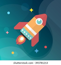 Rocket flat icon with long shadow,eps10,