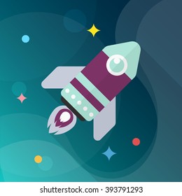 Rocket flat icon with long shadow,eps10,