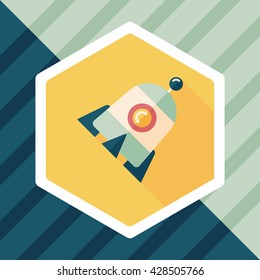 Rocket flat icon with long shadow,eps10
