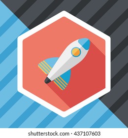 Rocket flat icon with long shadow,eps10