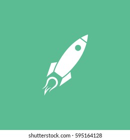 Rocket Flat Icon On Green Background