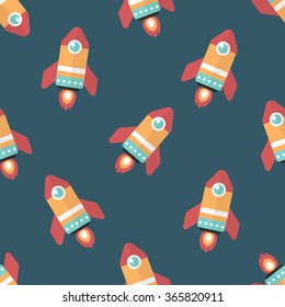 Rocket flat icon, seamless pattern background