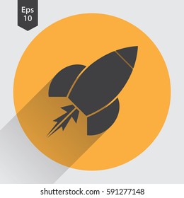 Rocket Flat Icon. Simple Sign Of Spaceship. Smart Symbol. Vector Illustration