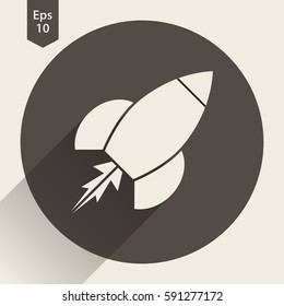 Rocket Flat Icon. Simple Sign Of Spaceship. Smart Symbol. Vector Illustration
