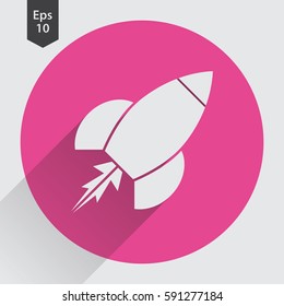 Rocket Flat Icon. Simple Sign Of Spaceship. Smart Symbol. Vector Illustration