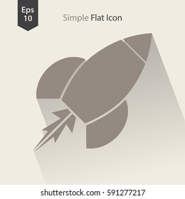 Rocket Flat Icon. Simple Sign Of Spaceship. Smart Symbol. Vector Illustration